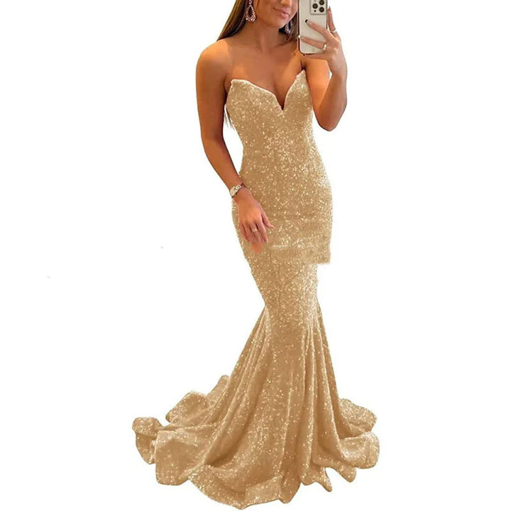 Vestido maxi de lentejuelas para mujer: elegante silueta de sirena