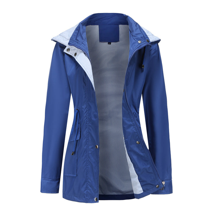 Veste à Capuche Femme – Taille Ajustable &amp; Doublure Rayée