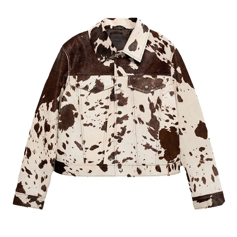 Veste Femme en Jean Courte – Motif Irrégulier, Coupe Cropped