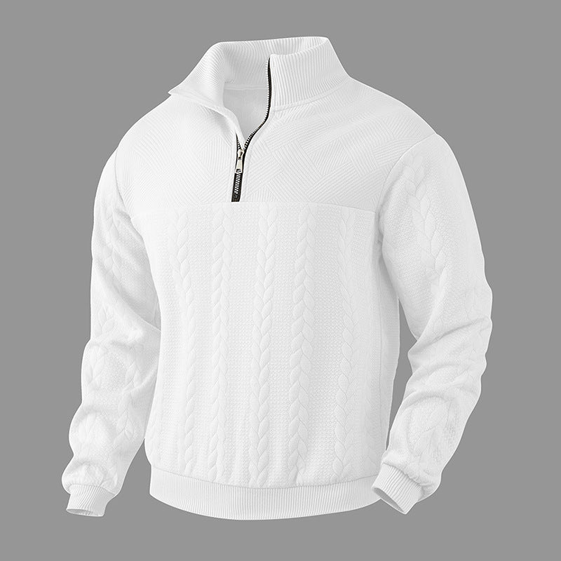 Pull Homme à Col Zippé – Coupe Décontractée en Fibre