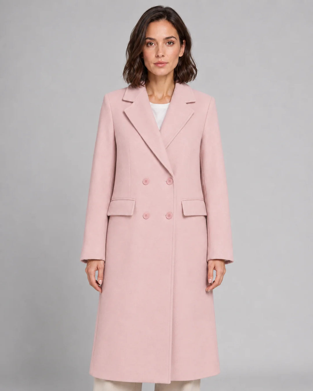 Manteau Long Femme Double-Boutonnage – Coupe Tailleur Élégante