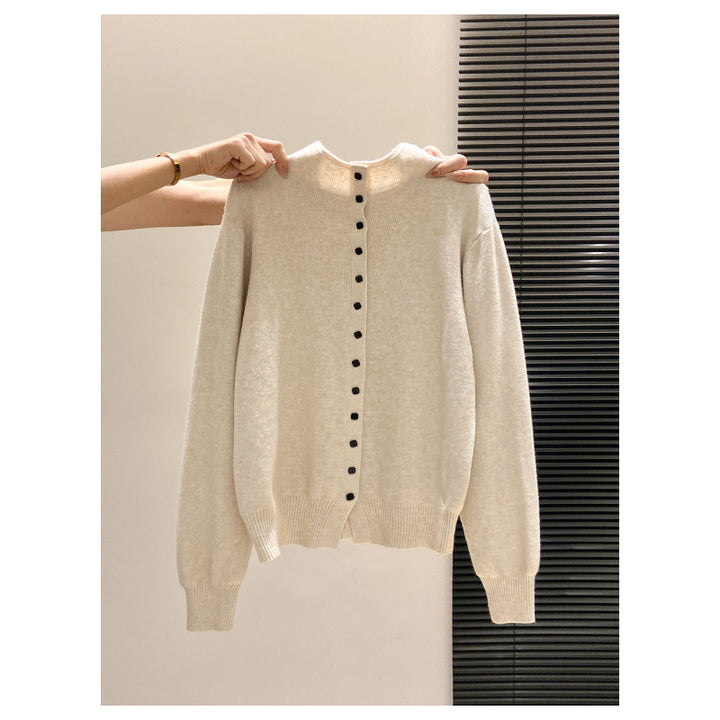 Cardigan Femme en Maille – Col Montant, Coupe Décontractée