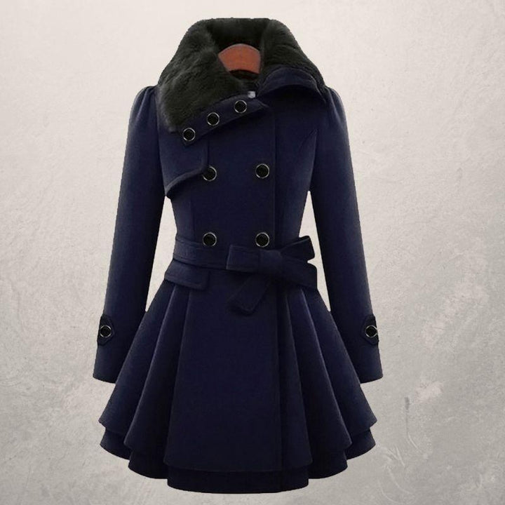 Manteau Femme Mi-Long Double-Boutonnage Coton – Coupe Cintrée à Revers