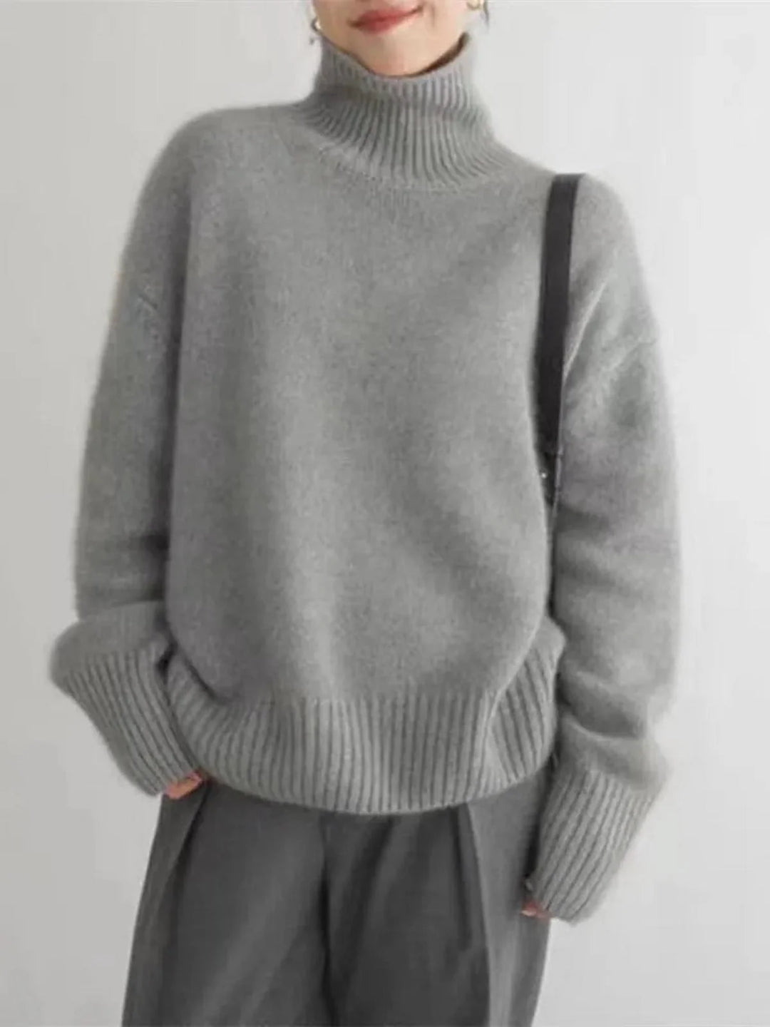 Damen-Rollkragenpullover aus Wolle – bequemer Grobstrick