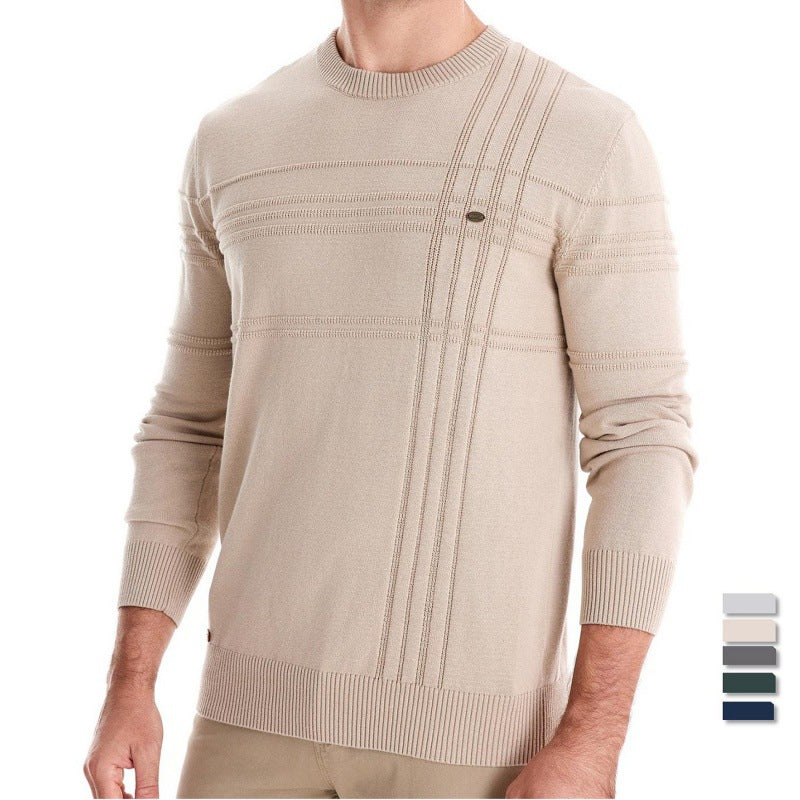 Herren-Pullover aus Baumwolle mit Rundhalsausschnitt – Zeitlose, figurbetonte Passform
