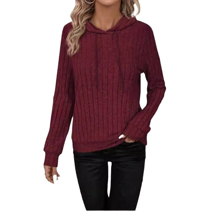 Damen-Kapuzenpullover mit Struktur – Lässiger 3D-Rippstrick