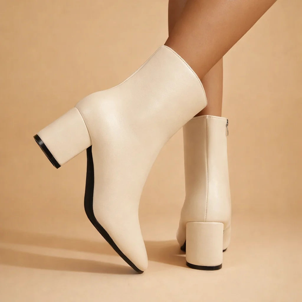 Bottines Femme à Talon – Bout Carré et Zip Latéral