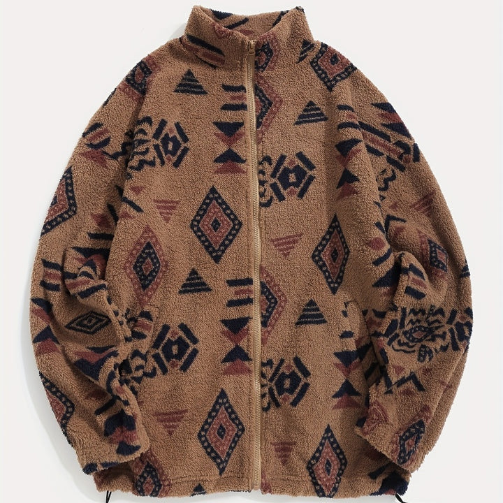 Mantel für Damen mit geometrischem Muster – Weite Passform