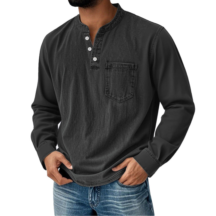 Herren-Henley mit langen Ärmeln – Slim Fit mit drei Knöpfen
