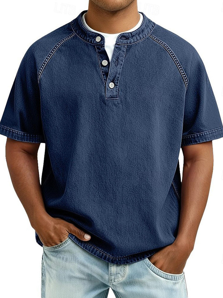 Chemise Homme Manches Courtes – Coupe Ample Fermeture Col Bouton