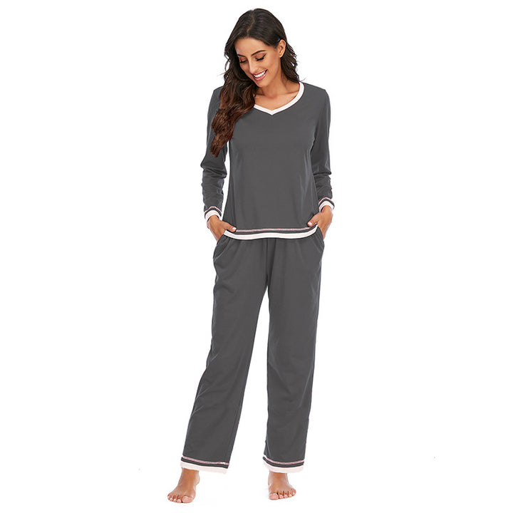 Damen-Baumwollpyjama – Zweiteiliges Set mit langen Ärmeln