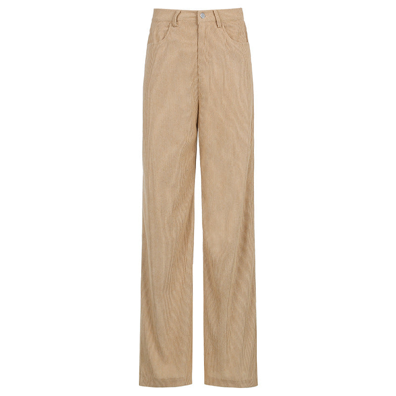 Pantalon Large Femme Côtelé – Coupe Ample Tissu Drape