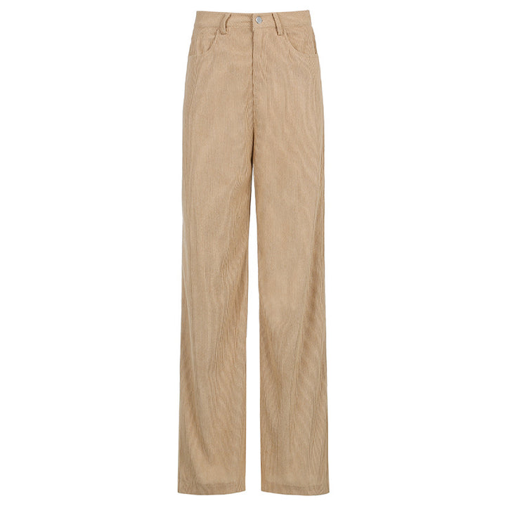 Pantalon Large Femme Côtelé – Coupe Ample Tissu Drape