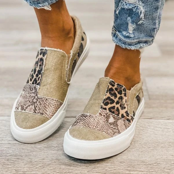 Damskie płócienne sneakersy wsuwane – Elastyczna cholewka, łatwe zakładanie