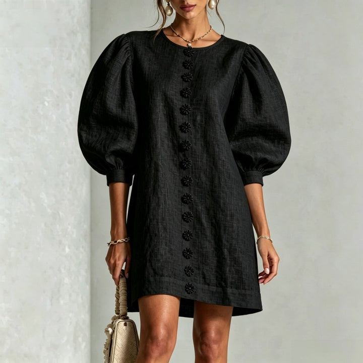 Robe Femme Mini – Manches Lanterne et Coupe Ample