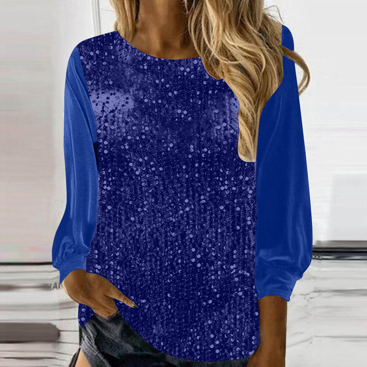 Haut Femme à Sequins – Coupe Ample Pullover Effet Velours Côtelé