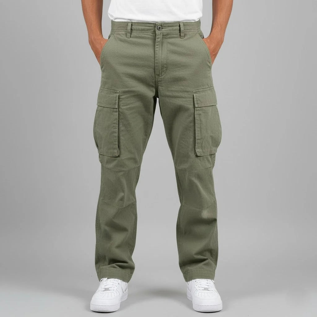 Pantalon Cargo Homme – Coupe Ample, Taille Cordon, Multi-poches