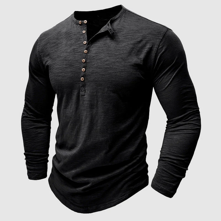 Herren-Henley aus Baumwolle mit langen Ärmeln – Moderner, lässiger Schnitt