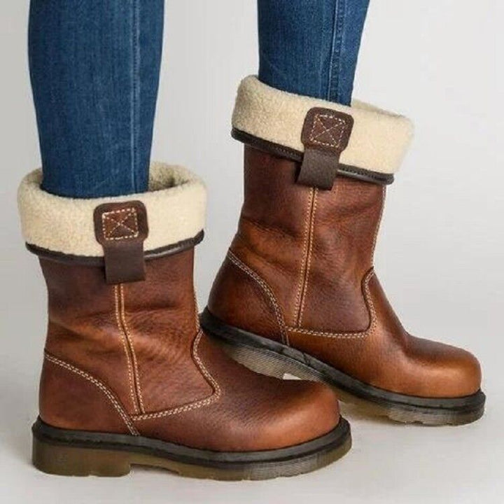 Botte Femme Mi-Mollet – Tige Pull-On, Bout Rond, Semelle Légère