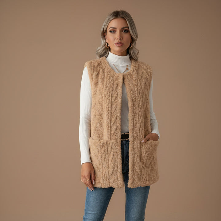 Gilet Femme en Polaire Douce – Motif Losange Double Face