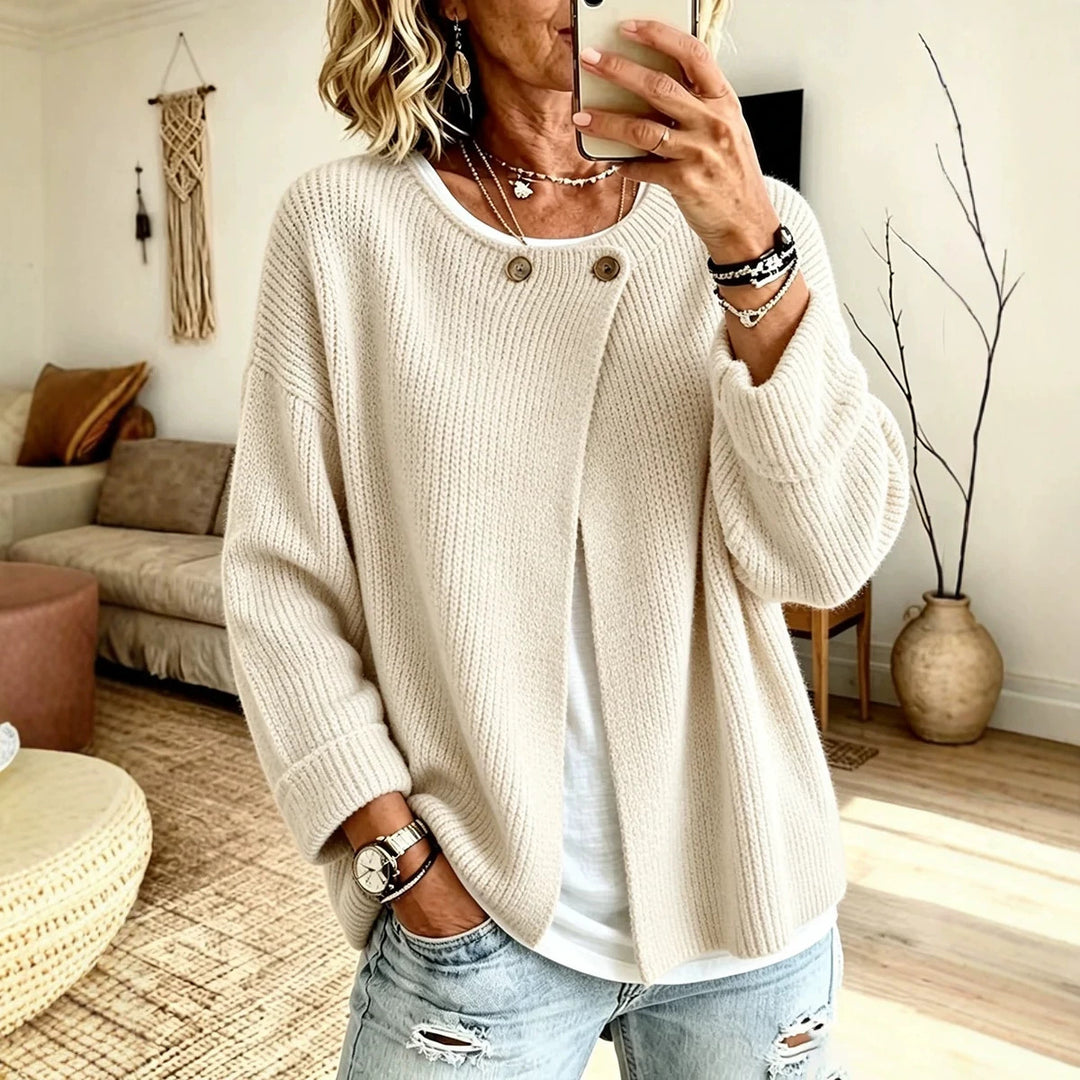 Gebreid vest Dames – Asymmetrische pasvorm met knoopdetails