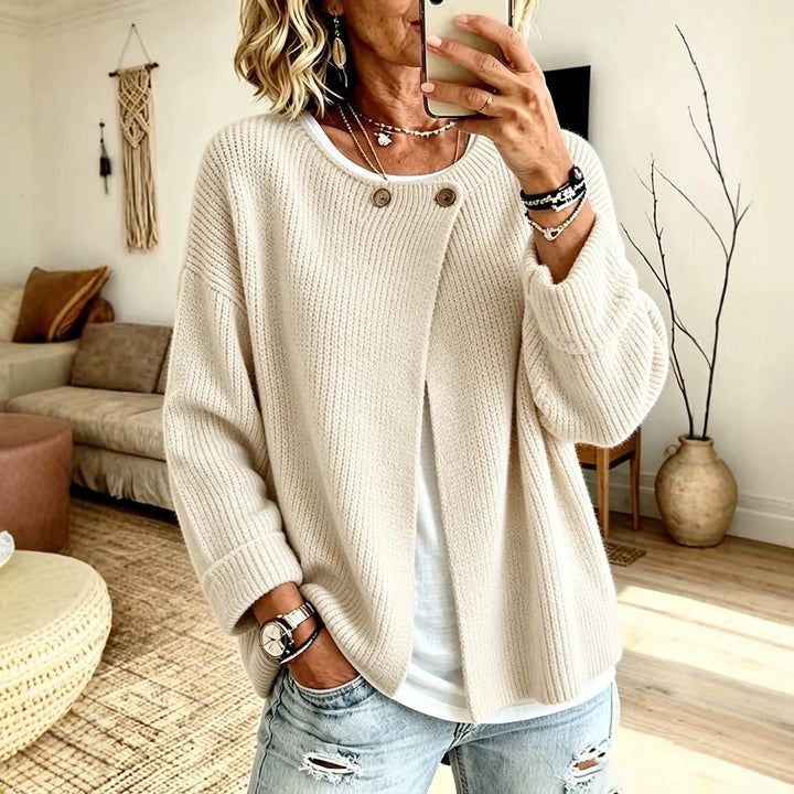 Gebreid vest Dames – Asymmetrische pasvorm met knoopdetails
