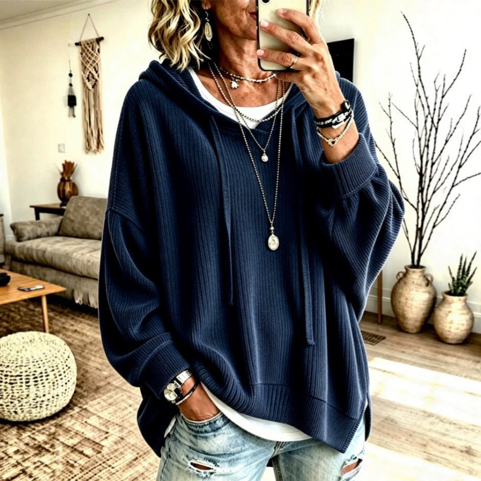 Sweat à Capuche Femme Coupe Oversize – Détail Cordon