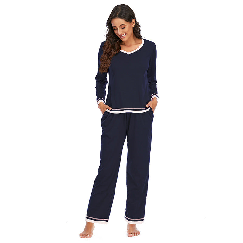 Damen-Baumwollpyjama – Zweiteiliges Set mit langen Ärmeln