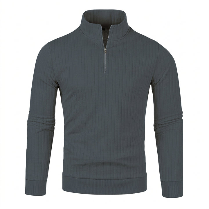Sweater til herre med lynlås og høj krave – moderne, tætsiddende pasform