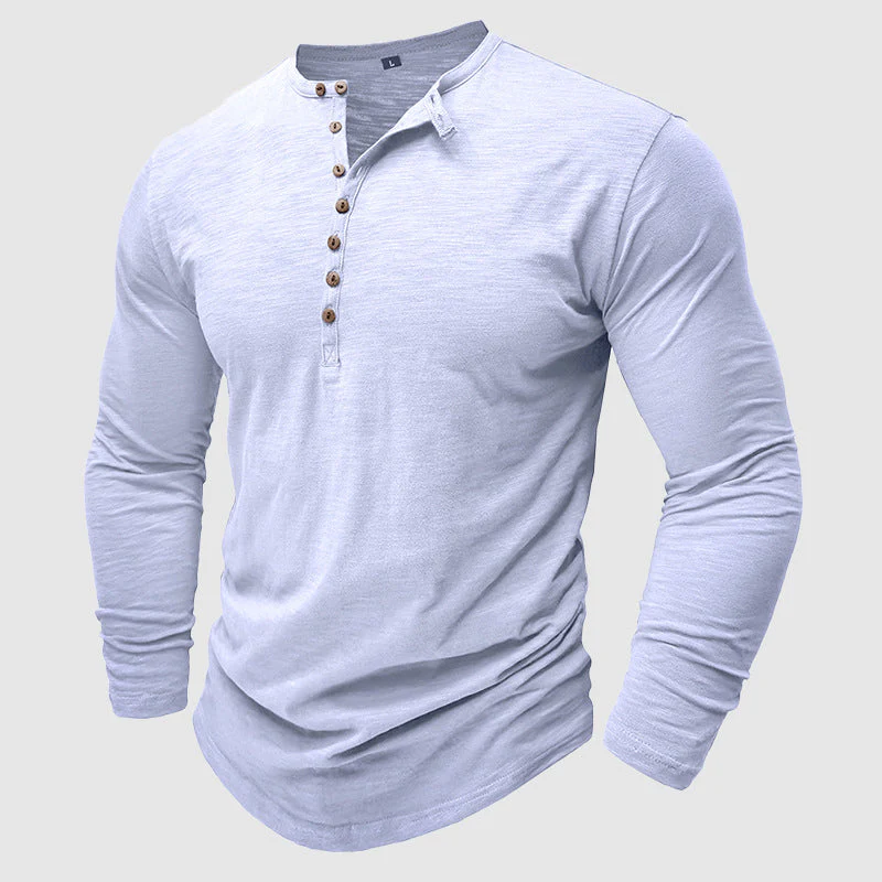 Herren-Henley aus Baumwolle mit langen Ärmeln – Moderner, lässiger Schnitt