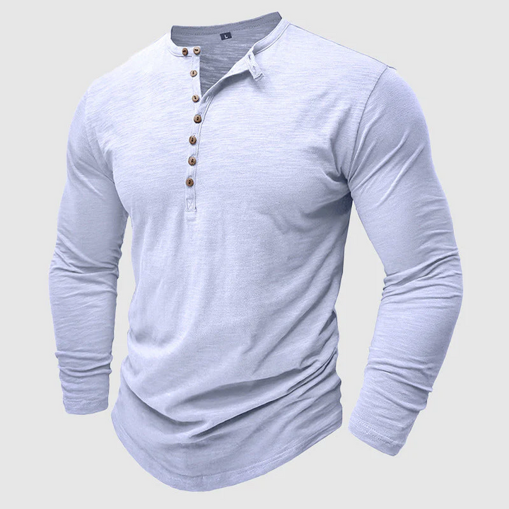 Herren-Henley aus Baumwolle mit langen Ärmeln – Moderner, lässiger Schnitt