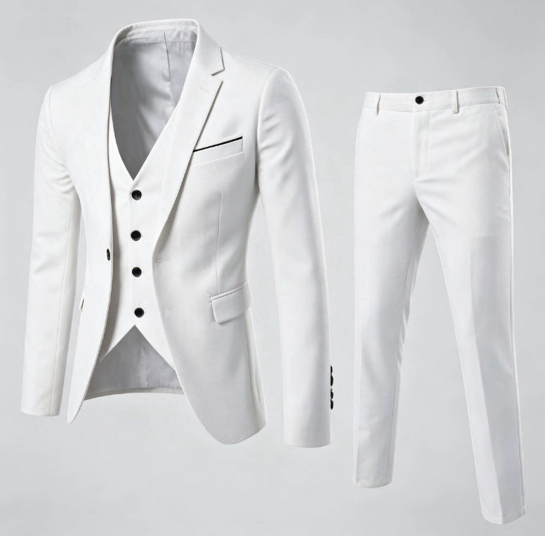 Herrenanzug aus Baumwolle, 3-teilig – Moderner Slim-Fit-Schnitt