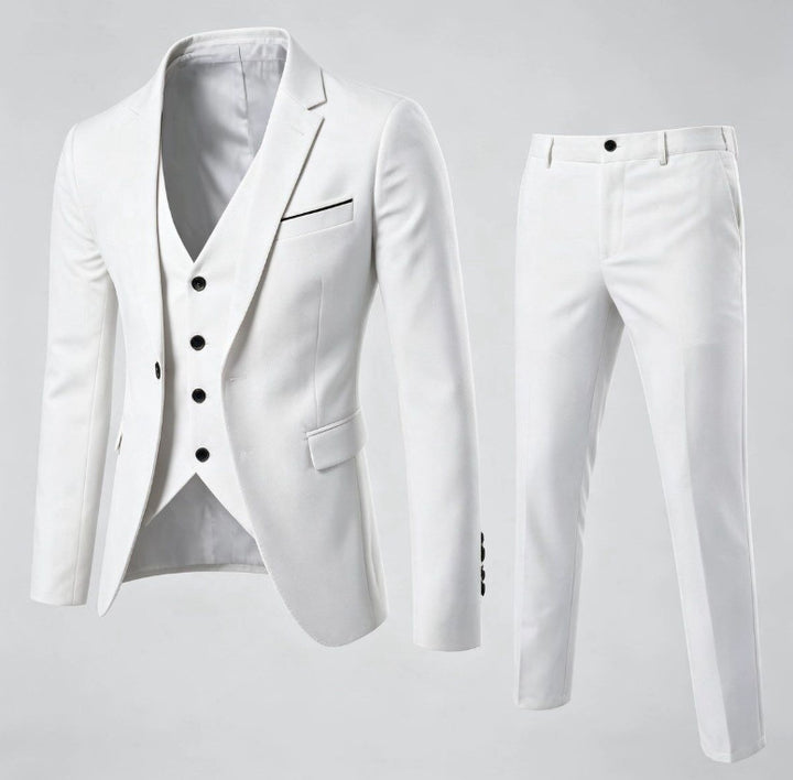 Herrenanzug aus Baumwolle, 3-teilig – Moderner Slim-Fit-Schnitt