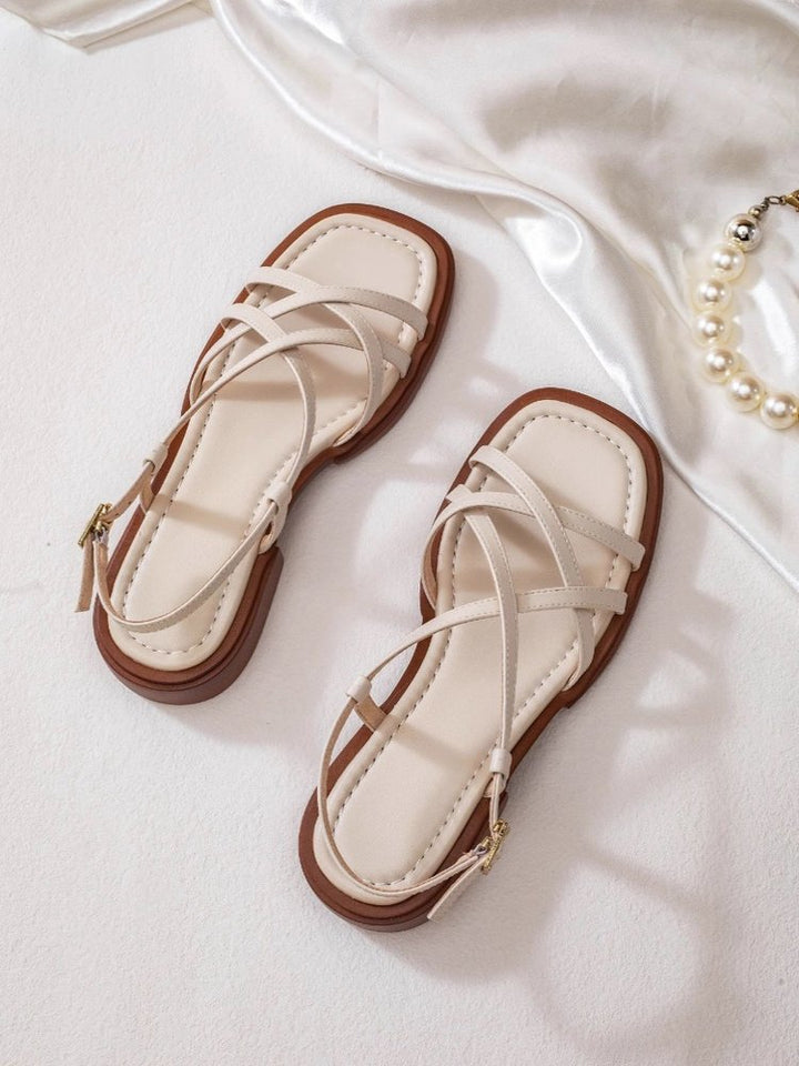 Retro-Sandalen für Damen mit offener Zehenpartie – elegante gekreuzte Riemen