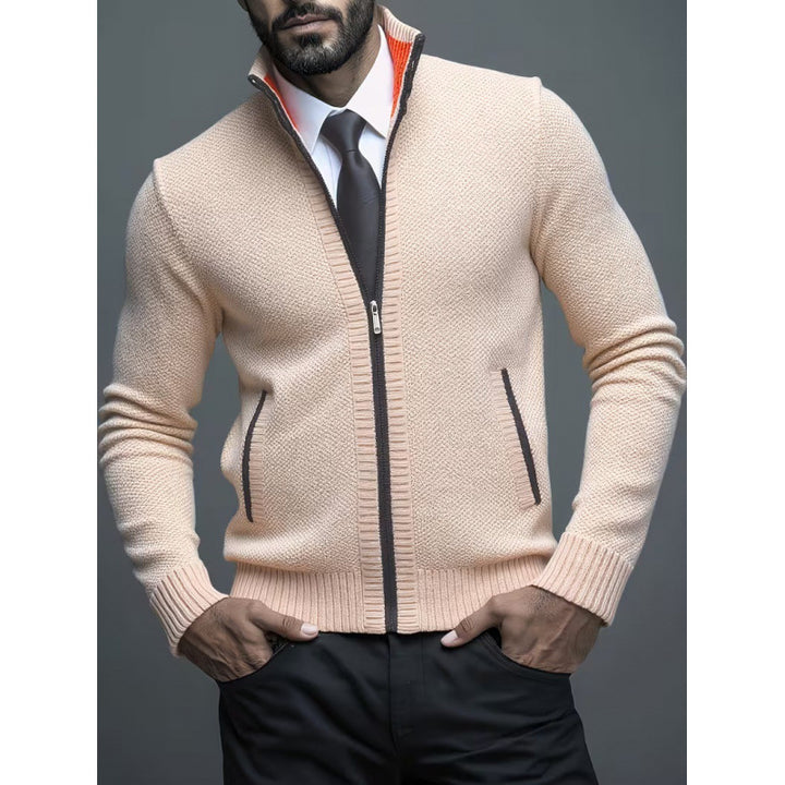 Cardigan Homme en Maille – Col Montant Fermeture Zippée