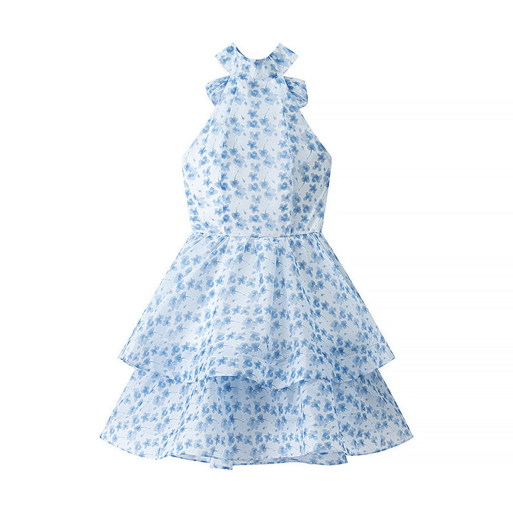 Vestito da donna mini aderente – taglio a linea A con stampa blu