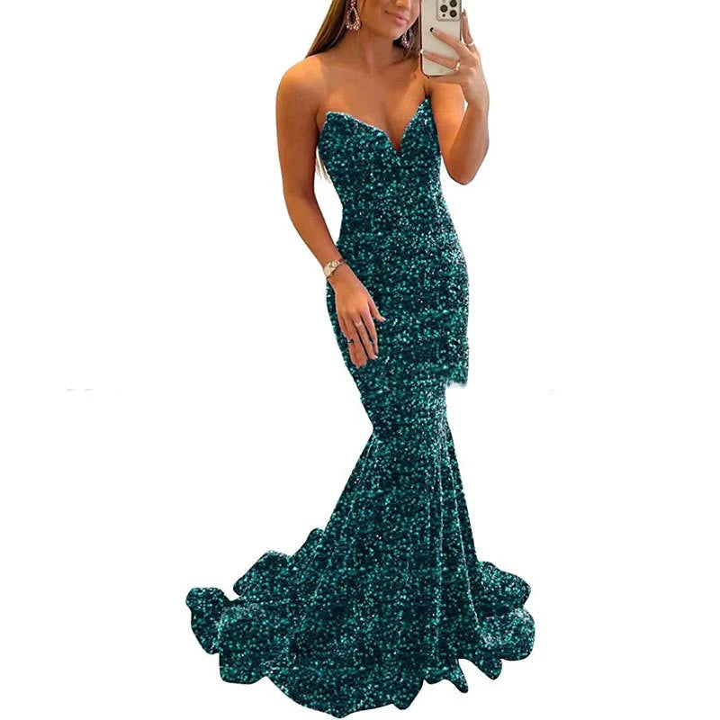 Vestido maxi de lentejuelas para mujer: elegante silueta de sirena