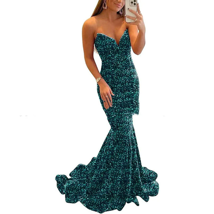 Vestido maxi de lentejuelas para mujer: elegante silueta de sirena