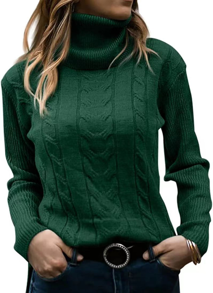 Pull Col Roulé Femme – Coupe Slim Manches Longues Style Rétro