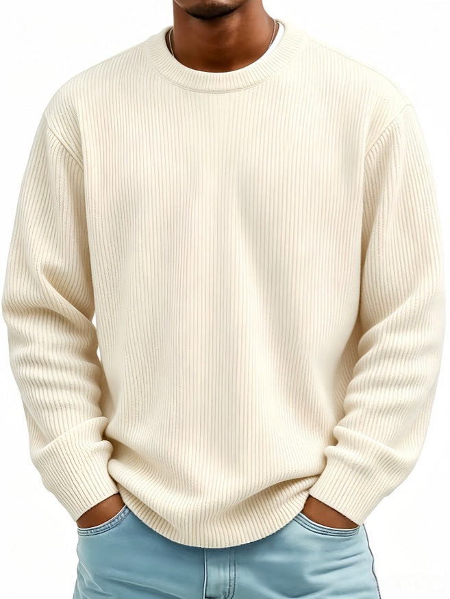 Sweatshirt Homme Velours Côtelé – Col Rond Détendu