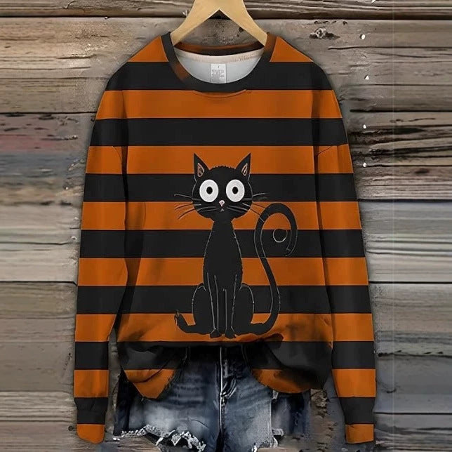 Dámská mikina s kapucí a kulatým výstřihem - umělecký halloweenský potisk