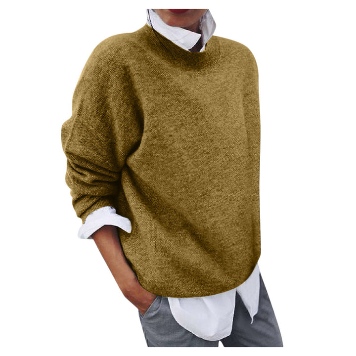 Pull Femme Effet Superposé – Maille Mi-Longue Coupe Loose