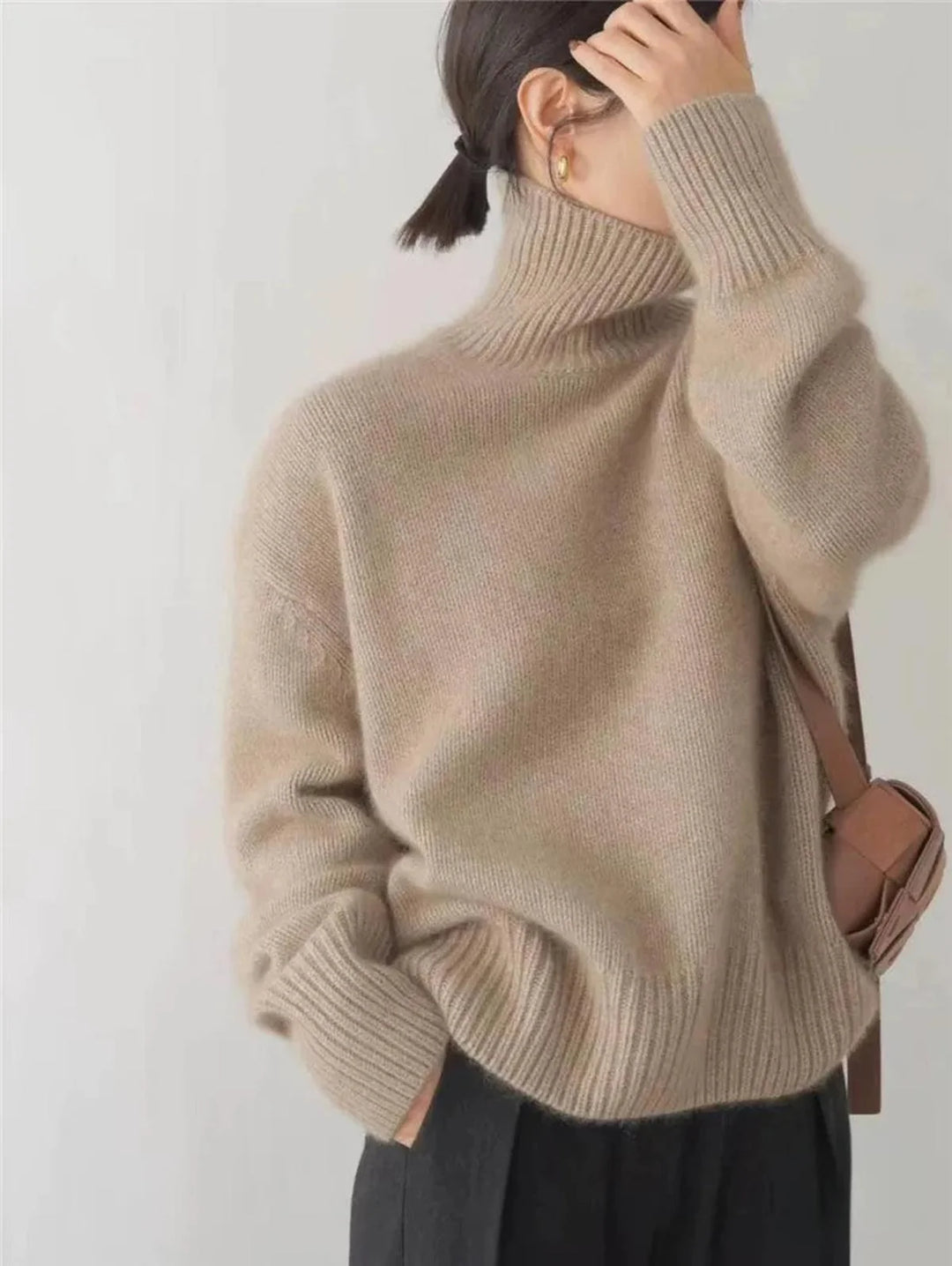 Damen-Rollkragenpullover aus Wolle – bequemer Grobstrick