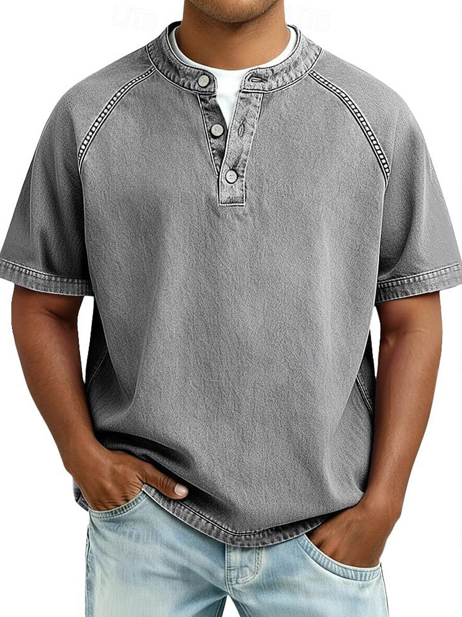 Chemise Homme Manches Courtes – Coupe Ample Fermeture Col Bouton
