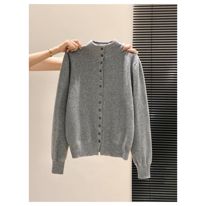 Cardigan Femme en Maille – Col Montant, Coupe Décontractée