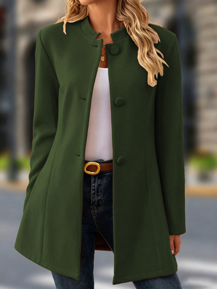 Manteau Femme Laine Mélangée – Longues Manches Casual avec Poches