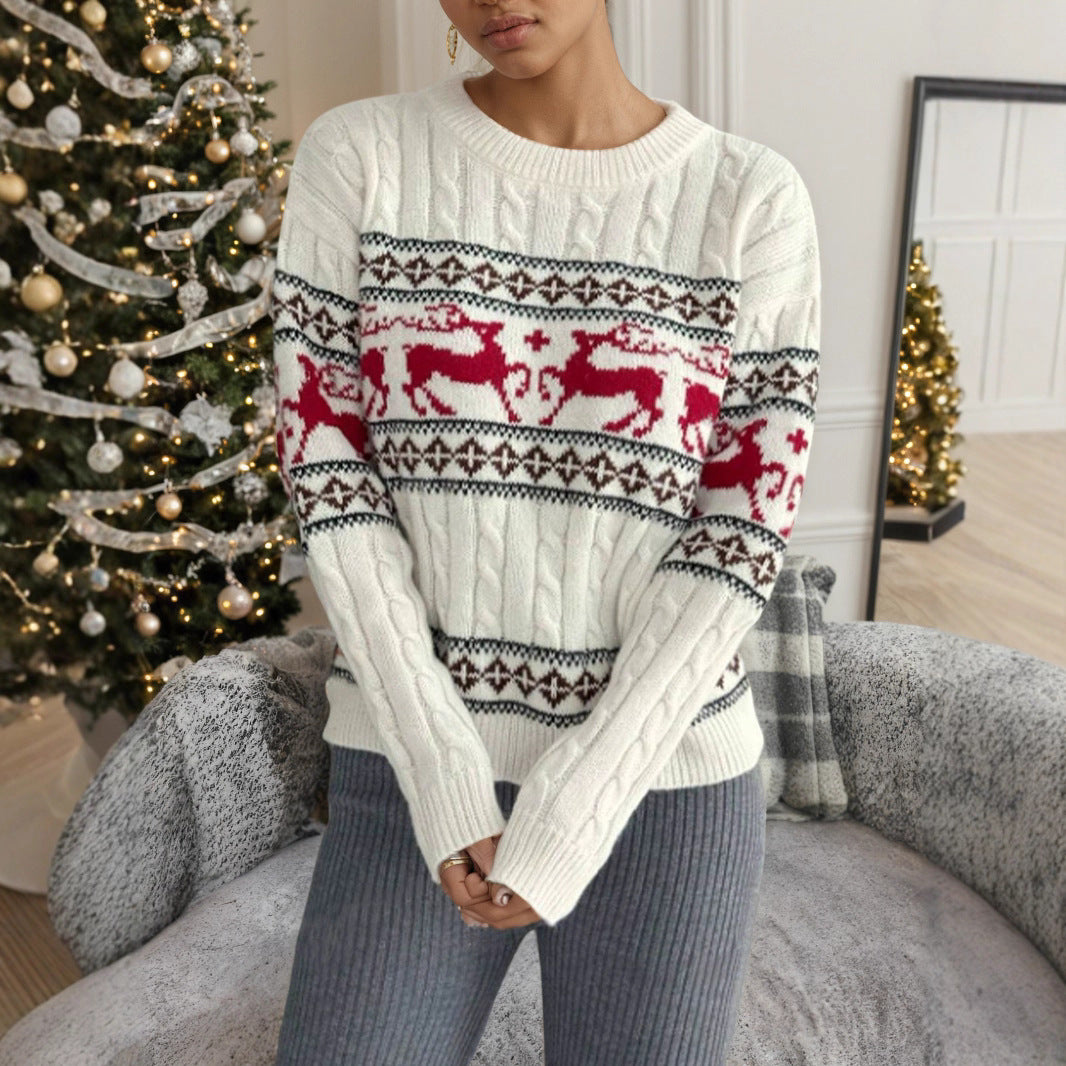 Pull de Noël Femme – Maille Décontractée Élégante pour les Fêtes