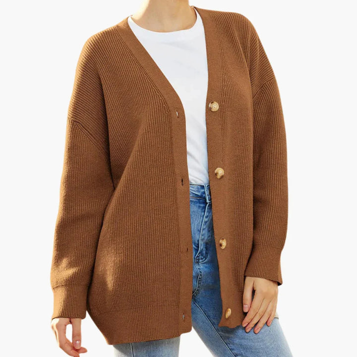 Gerippte Damen-Cardigan – Legerer Schnitt, leicht zu öffnen