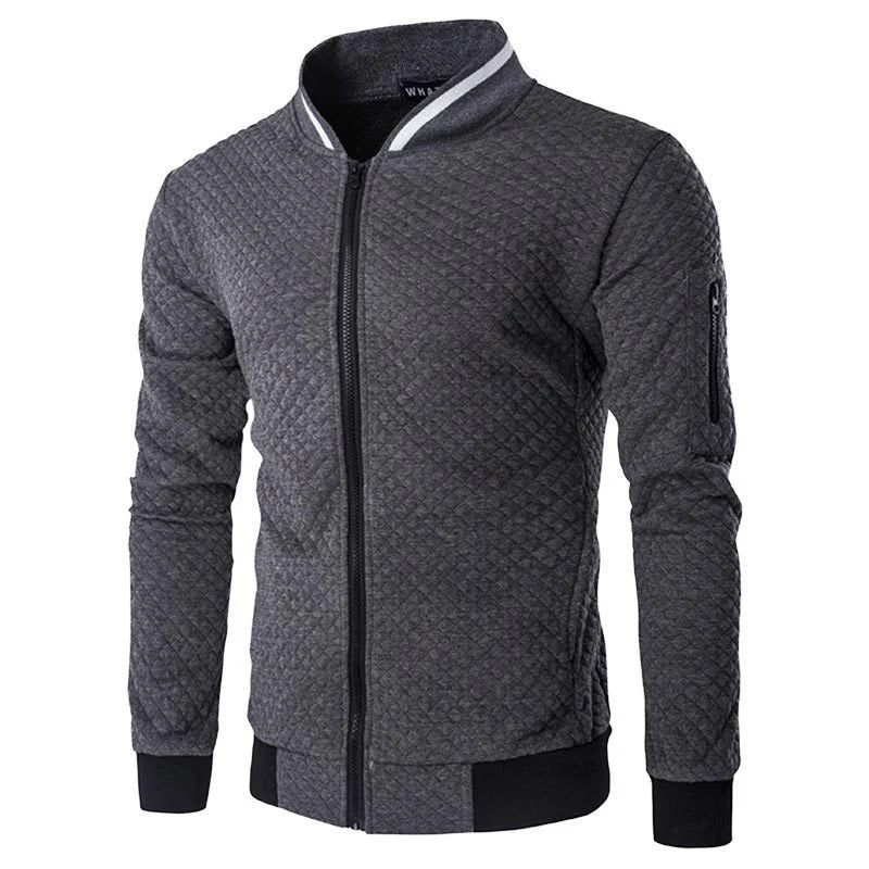 Herrenstrickjacke mit strukturierter Strickoptik – strukturierter Reißverschluss‑Verschluss