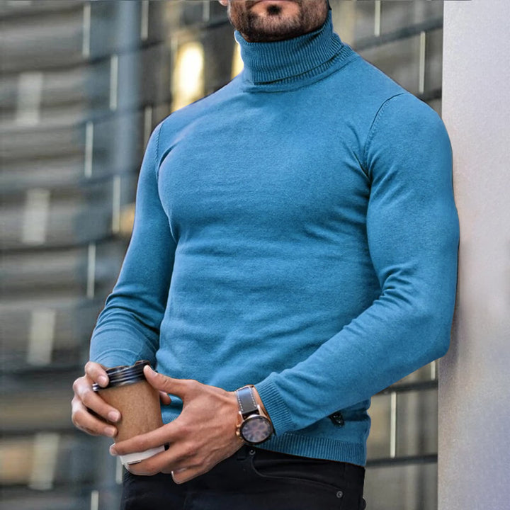Herren-Pullover mit Rollkragen aus Feinstrick – Gerader, minimalistischer Schnitt